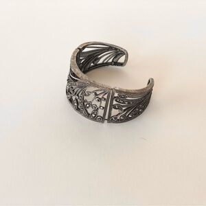 Ornate Black and Silver Cuff Bracelet